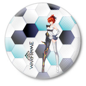 Значок с принтом Warframe girl anime ,  металл | круглая форма, металлическая застежка в виде булавки | digital extremes | excalibur | nyx | saryn | space | warframe | варфрэйм | космос | шутер