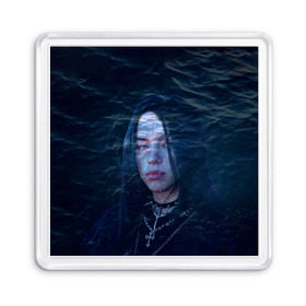 Магнит 55*55 с принтом Billie Eilish Ocean Eyes , Пластик | Размер: 65*65 мм; Размер печати: 55*55 мм | bad guy | billie eilish | билли айлиш | эйлиш