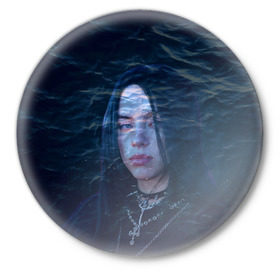 Значок с принтом Billie Eilish Ocean Eyes ,  металл | круглая форма, металлическая застежка в виде булавки | bad guy | billie eilish | билли айлиш | эйлиш