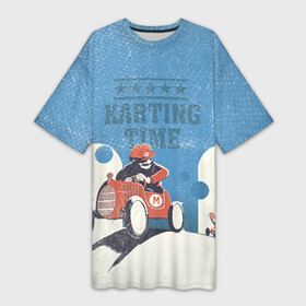Платье-футболка 3D с принтом Karting time ,  |  | karting | автомобили | вождение | гонки | картинг | машины | рэйсинг | экстрим | экстримальныйспорт