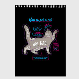 Скетчбук с принтом Как погладить кошку , 100% бумага
 | 48 листов, плотность листов — 100 г/м2, плотность картонной обложки — 250 г/м2. Листы скреплены сверху удобной пружинной спиралью | animal | cat | cats | гладить | животные | кот | котик | коты | котэ | кошачий язык | кошка | кошки
