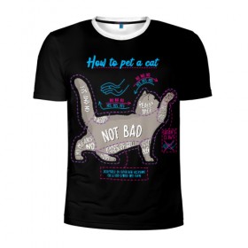 Мужская футболка 3D спортивная с принтом Как погладить кошку , 100% полиэстер с улучшенными характеристиками | приталенный силуэт, круглая горловина, широкие плечи, сужается к линии бедра | animal | cat | cats | гладить | животные | кот | котик | коты | котэ | кошачий язык | кошка | кошки