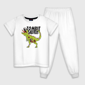 Детская пижама хлопок с принтом Динозавр Зомби , 100% хлопок |  брюки и футболка прямого кроя, без карманов, на брюках мягкая резинка на поясе и по низу штанин
 | 