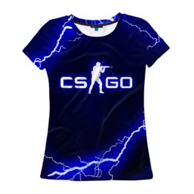 Женская футболка 3D с принтом CS GO LIGHTNING STYLE , 100% полиэфир ( синтетическое хлопкоподобное полотно) | прямой крой, круглый вырез горловины, длина до линии бедер | astralis | awp | counter strike | cs go | cs go global offensive | faze clan | hyper beast | team liquid | thunder | астралис | молнии | тим ликвид | фейз клан | хайпер бист | шторм