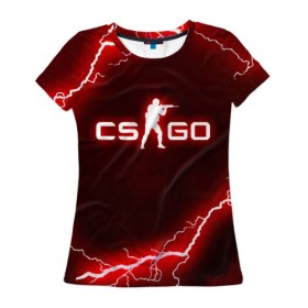 Женская футболка 3D с принтом CS GO LIGHTNING STYLE , 100% полиэфир ( синтетическое хлопкоподобное полотно) | прямой крой, круглый вырез горловины, длина до линии бедер | 