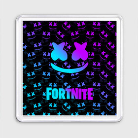 Магнит 55*55 с принтом FORTNITE x MARSHMELLO NEON  , Пластик | Размер: 65*65 мм; Размер печати: 55*55 мм | 2019 | armor | armour | cybersport | esport | fortnite | game | llama | logo | броня | игра | киберспорт | лама | фиолетовый | фирменные цвета | фортнайт