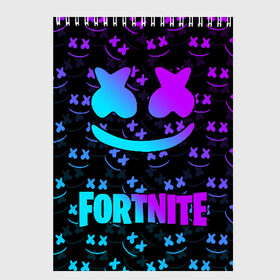 Скетчбук с принтом FORTNITE x MARSHMELLO , 100% бумага
 | 48 листов, плотность листов — 100 г/м2, плотность картонной обложки — 250 г/м2. Листы скреплены сверху удобной пружинной спиралью | 2019 | armor | armour | cybersport | esport | fortnite | game | llama | logo | броня | игра | киберспорт | лама | фиолетовый | фирменные цвета | фортнайт