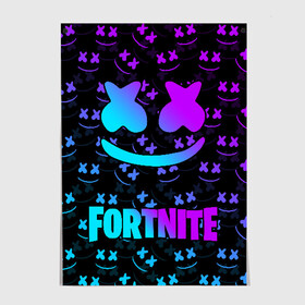 Постер с принтом FORTNITE x MARSHMELLO NEON  , 100% бумага
 | бумага, плотность 150 мг. Матовая, но за счет высокого коэффициента гладкости имеет небольшой блеск и дает на свету блики, но в отличии от глянцевой бумаги не покрыта лаком | 2019 | armor | armour | cybersport | esport | fortnite | game | llama | logo | броня | игра | киберспорт | лама | фиолетовый | фирменные цвета | фортнайт