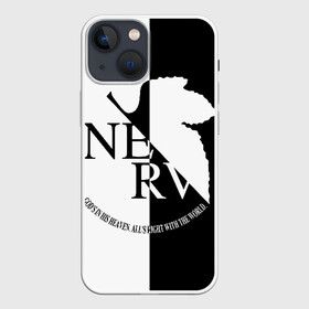 Чехол для iPhone 13 mini с принтом Nerv black and white ,  |  | angel | eva | evangelion | neon genesis evangelion | nerv | аска лэнгли сорью | ева | евангелион | мисато кацураги | рей аянами | синдзи