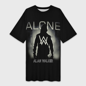Платье-футболка 3D с принтом Alan Walker ,  |  | alan | alone | darkside | different | dj | faded | house | k 391 | live | music | olav | remix | techno | walker | walkers | walkzz | world | алан | диджей | техно | уокер