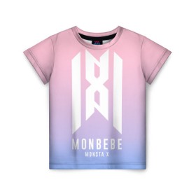 Детская футболка 3D с принтом Monbebe - Monsta X , 100% гипоаллергенный полиэфир | прямой крой, круглый вырез горловины, длина до линии бедер, чуть спущенное плечо, ткань немного тянется | hyungwon | i.m | jooheon | k pop | kihyun | kpop | minhyuk | monbebe | monsta x | shownu | wonho | к поп | монста икс