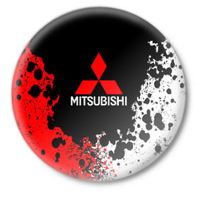 Значок с принтом MITSUBISHI ,  металл | круглая форма, металлическая застежка в виде булавки | Тематика изображения на принте: mitsubishi | sport | митсубиси | митсубиши | спорт