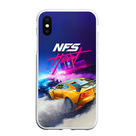 Чехол для iPhone XS Max матовый с принтом NEED FOR SPEED - HEAT (2019) , Силикон | Область печати: задняя сторона чехла, без боковых панелей | 2019 | auto | for | game | games | heat | logo | need | neon | nfs | racing | speed | symbol | tuning | авто | гонки | жажда | жара | игра | игры | лого | логотип | неон | нфс | символ | скорости | тепло | тюнинг | хеат | хит | хот