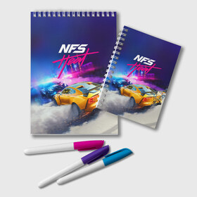 Блокнот с принтом NEED FOR SPEED - HEAT (2019) , 100% бумага | 48 листов, плотность листов — 60 г/м2, плотность картонной обложки — 250 г/м2. Листы скреплены удобной пружинной спиралью. Цвет линий — светло-серый
 | Тематика изображения на принте: 2019 | auto | for | game | games | heat | logo | need | neon | nfs | racing | speed | symbol | tuning | авто | гонки | жажда | жара | игра | игры | лого | логотип | неон | нфс | символ | скорости | тепло | тюнинг | хеат | хит | хот
