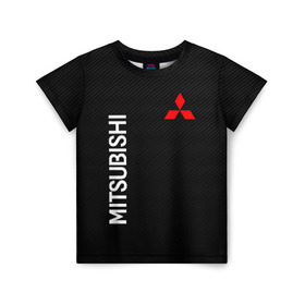 Детская футболка 3D с принтом MITSUBISHI (carbon) , 100% гипоаллергенный полиэфир | прямой крой, круглый вырез горловины, длина до линии бедер, чуть спущенное плечо, ткань немного тянется | mitsubishi | sport | митсубиси | митсубиши | спорт