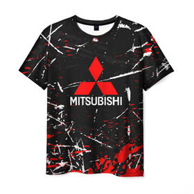 Мужская футболка 3D с принтом MITSUBISHI , 100% полиэфир | прямой крой, круглый вырез горловины, длина до линии бедер | mitsubishi | sport | митсубиси | митсубиши | спорт