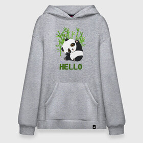 Худи SuperOversize хлопок с принтом Panda Hello , 70% хлопок, 30% полиэстер, мягкий начес внутри | карман-кенгуру, эластичная резинка на манжетах и по нижней кромке, двухслойный капюшон
 | panda hello | животные | панда | панды | привет