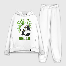 Женский костюм хлопок Oversize с принтом Panda Hello ,  |  | panda hello | животные | панда | панды | привет