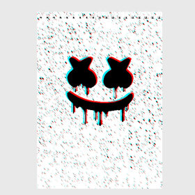 Скетчбук с принтом MARSHMELLO GLITCH , 100% бумага
 | 48 листов, плотность листов — 100 г/м2, плотность картонной обложки — 250 г/м2. Листы скреплены сверху удобной пружинной спиралью | america | dj | marshmello | usa | америка | маршмелло