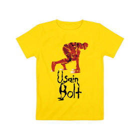 Детская футболка хлопок с принтом Usain Bolt , 100% хлопок | круглый вырез горловины, полуприлегающий силуэт, длина до линии бедер | athletics | jamaica | man | run | runner | sport | sportsman | usain bolt | легкая атлетика | мужчина | спорт | спортсмен | ямайка