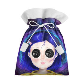 Подарочный 3D мешок с принтом Coraline , 100% полиэстер | Размер: 29*39 см | coraline | neil gaiman | тим бёртон