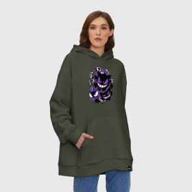 Худи SuperOversize хлопок с принтом Ghastly Haunting Ghouls , 70% хлопок, 30% полиэстер, мягкий начес внутри | карман-кенгуру, эластичная резинка на манжетах и по нижней кромке, двухслойный капюшон
 | gastly | pokemon | гастли | покемон