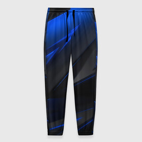 Мужские брюки 3D с принтом Blue and Black , 100% полиэстер | манжеты по низу, эластичный пояс регулируется шнурком, по бокам два кармана без застежек, внутренняя часть кармана из мелкой сетки | Тематика изображения на принте: 3d | 3д | black | blue | texture | геометрия | красно синее | синий | текстуры | фигуры | черный