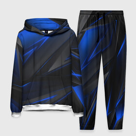 Мужской костюм 3D (с толстовкой) с принтом Blue and Black ,  |  | 3d | 3д | black | blue | texture | геометрия | красно синее | синий | текстуры | фигуры | черный