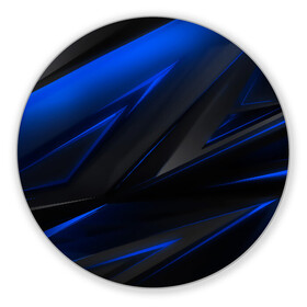 Коврик для мышки круглый с принтом Blue and Black , резина и полиэстер | круглая форма, изображение наносится на всю лицевую часть | 3d | 3д | black | blue | texture | геометрия | красно синее | синий | текстуры | фигуры | черный