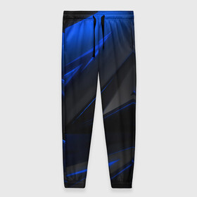 Женские брюки 3D с принтом Blue and Black , полиэстер 100% | прямой крой, два кармана без застежек по бокам, с мягкой трикотажной резинкой на поясе и по низу штанин. В поясе для дополнительного комфорта — широкие завязки | 3d | 3д | black | blue | texture | геометрия | красно синее | синий | текстуры | фигуры | черный