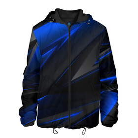 Мужская куртка 3D с принтом Blue and Black , ткань верха — 100% полиэстер, подклад — флис | прямой крой, подол и капюшон оформлены резинкой с фиксаторами, два кармана без застежек по бокам, один большой потайной карман на груди. Карман на груди застегивается на липучку | 3d | 3д | black | blue | texture | геометрия | красно синее | синий | текстуры | фигуры | черный