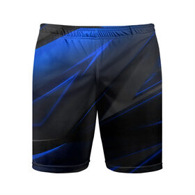 Мужские шорты спортивные с принтом Blue and Black ,  |  | Тематика изображения на принте: 3d | 3д | black | blue | texture | геометрия | красно синее | синий | текстуры | фигуры | черный