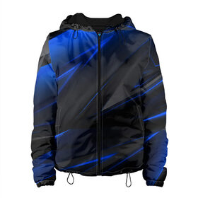 Женская куртка 3D с принтом Blue and Black , ткань верха — 100% полиэстер, подклад — флис | прямой крой, подол и капюшон оформлены резинкой с фиксаторами, два кармана без застежек по бокам, один большой потайной карман на груди. Карман на груди застегивается на липучку | 3d | 3д | black | blue | texture | геометрия | красно синее | синий | текстуры | фигуры | черный