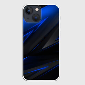 Чехол для iPhone 13 mini с принтом Blue and Black ,  |  | 3d | 3д | black | blue | texture | геометрия | красно синее | синий | текстуры | фигуры | черный