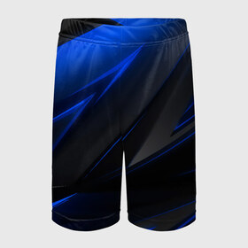 Детские спортивные шорты 3D с принтом Blue and Black ,  100% полиэстер
 | пояс оформлен широкой мягкой резинкой, ткань тянется
 | 3d | 3д | black | blue | texture | геометрия | красно синее | синий | текстуры | фигуры | черный