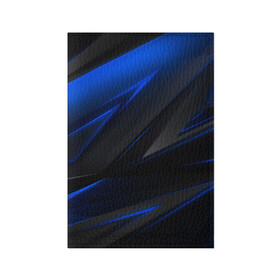 Обложка для паспорта матовая кожа с принтом Blue and Black , натуральная матовая кожа | размер 19,3 х 13,7 см; прозрачные пластиковые крепления | 3d | 3д | black | blue | texture | геометрия | красно синее | синий | текстуры | фигуры | черный