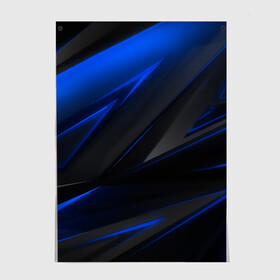 Постер с принтом Blue and Black , 100% бумага
 | бумага, плотность 150 мг. Матовая, но за счет высокого коэффициента гладкости имеет небольшой блеск и дает на свету блики, но в отличии от глянцевой бумаги не покрыта лаком | 3d | 3д | black | blue | texture | геометрия | красно синее | синий | текстуры | фигуры | черный