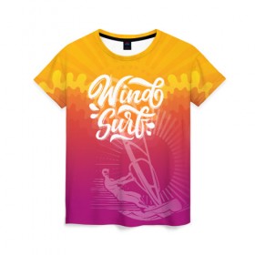 Женская футболка 3D с принтом Windsurf Summer , 100% полиэфир ( синтетическое хлопкоподобное полотно) | прямой крой, круглый вырез горловины, длина до линии бедер | surf | wind | wind surfing | windsurfing | винд серфинг | виндсерфинг | экстрим