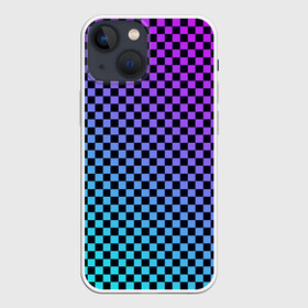 Чехол для iPhone 13 mini с принтом Checkerboard gradient ,  |  | Тематика изображения на принте: checkerboard | gradient | бойчик | градиент | клетка. ячейка | орнамент | френдзона | шахматная. доска | шашечки