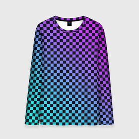 Мужской лонгслив 3D с принтом Checkerboard gradient , 100% полиэстер | длинные рукава, круглый вырез горловины, полуприлегающий силуэт | Тематика изображения на принте: checkerboard | gradient | бойчик | градиент | клетка. ячейка | орнамент | френдзона | шахматная. доска | шашечки