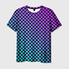 Мужская футболка 3D с принтом Checkerboard gradient , 100% полиэфир | прямой крой, круглый вырез горловины, длина до линии бедер | checkerboard | gradient | бойчик | градиент | клетка. ячейка | орнамент | френдзона | шахматная. доска | шашечки