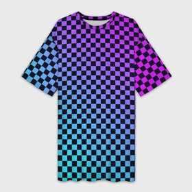 Платье-футболка 3D с принтом Checkerboard gradient ,  |  | checkerboard | gradient | бойчик | градиент | клетка. ячейка | орнамент | френдзона | шахматная. доска | шашечки