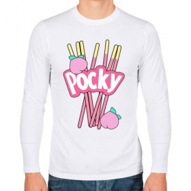 Мужской лонгслив хлопок с принтом KAWAII POCKY , 100% хлопок |  | kawaii | kawaii pocky | pocky | pocky купить | pocky палочки | кавай | японские pocky