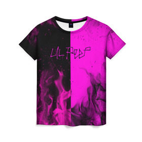 Женская футболка 3D с принтом LIL PEEP , 100% полиэфир ( синтетическое хлопкоподобное полотно) | прямой крой, круглый вырез горловины, длина до линии бедер | bright | fire | flame | heat | light | lil peep | lil prince | pink | wildfire | зарубежная музыка | искры | лил пип | маленький принц | огненный | огонь | пламя | пожар