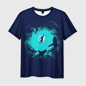 Мужская футболка 3D с принтом Swimming in the sea , 100% полиэфир | прямой крой, круглый вырез горловины, длина до линии бедер | dive | diving | swim | swimming | synchronized swimming | водный спорт | дайвинг | плавание | пловец | синхронное плавание | спорт