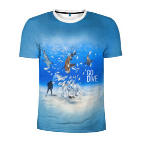 Мужская футболка 3D спортивная с принтом Go Dive , 100% полиэстер с улучшенными характеристиками | приталенный силуэт, круглая горловина, широкие плечи, сужается к линии бедра | dive | diving | swim | swimming | synchronized swimming | водный спорт | дайвинг | плавание | пловец | синхронное плавание | спорт