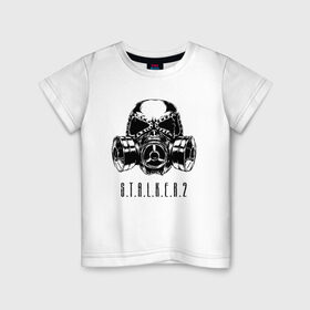 Детская футболка хлопок с принтом S.T.A.L.K.E.R. 2 , 100% хлопок | круглый вырез горловины, полуприлегающий силуэт, длина до линии бедер | Тематика изображения на принте: bandit | chernobyl | logo | pripyat | s.t.a.l.k.e.r. 2 | shadow of chernobyl | stalker | stalker 2 | бандиты | лого | меченый | припять | сталкер | сталкер 2 | тени чернобыля | чернобыль | чистое небо