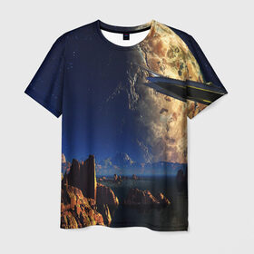 Мужская футболка 3D с принтом UFO , 100% полиэфир | прямой крой, круглый вырез горловины, длина до линии бедер | ufo | диск | звездное небо | звезды | инопланетный | корабль | космический | космолет | космос | летающая тарелка | нло | пришельцы | футуризм | футуристика