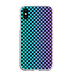 Чехол для iPhone XS Max матовый с принтом Checkerboard Color , Силикон | Область печати: задняя сторона чехла, без боковых панелей | Тематика изображения на принте: checkerboard | gradient | бойчик | в клетку | в клеточку | градиент | клетка | музыка | орнамент | френдзона | шахматная доска | шашки