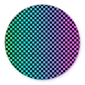 Коврик для мышки круглый с принтом Checkerboard Color  , резина и полиэстер | круглая форма, изображение наносится на всю лицевую часть | checkerboard | gradient | бойчик | в клетку | в клеточку | градиент | клетка | музыка | орнамент | френдзона | шахматная доска | шашки